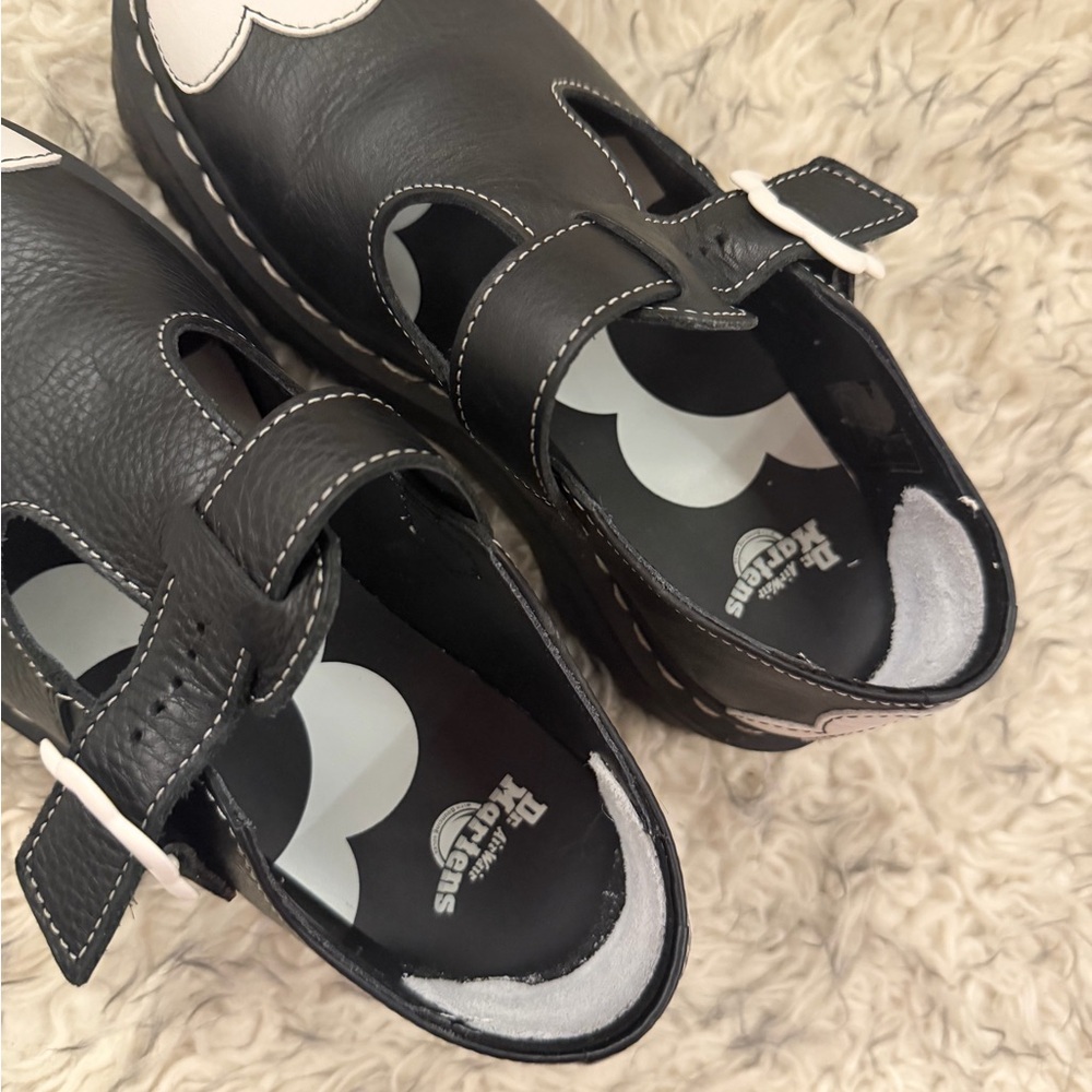 Dr. Martens ‘Bethan’ Pisa Leather Platform Mary Janes - Black + Optical White - Picture 2 of 7